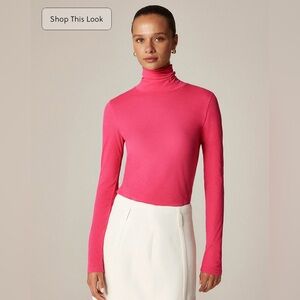J crew nwt dragon fruit Pink jersey feather turtleneck xs